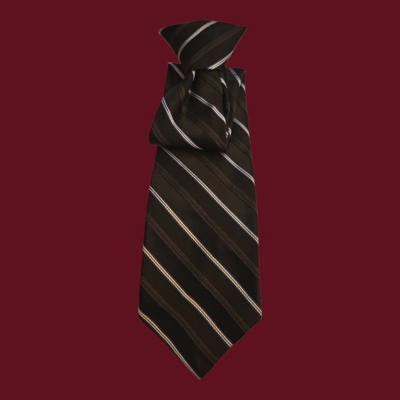 Sears Other - 3/$30 Vtg SEARS 1980s Brown and White Striped Slim Clip-on Tie